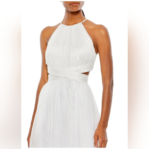 Mac Duggal Cris Cross Cut Out Halter Neck Maxi Dress - Picture 3 of 3